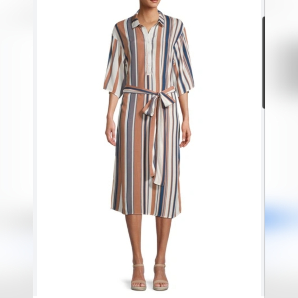 The Dress Forum Striped Midi Summer Classic Vacation Resort Elbow Sleeves Medium - Picture 13 of 13